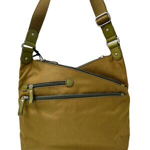 Osgoode Marley Kris’s Kross Traveler Crossbody Bag Pear Green Nylon Leather Trim